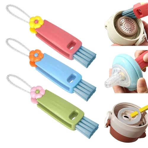 3-in-1 Cup Lid Gap Cleaning Brush Set, Multipurpose Bottle Cleaner for Small Openings, Crevice Brush for Cup Lids and Kitchen Use (3pcs)