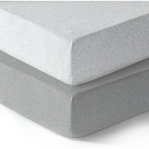 Dreamology Mini Crib Fitted Sheets,100% Cotton Crib Sheets for Boys, Girls,Mini Crib Mattress Sheet,Mini Crib Sheets, Pack and Play Sheets,38x24 Mini Crib Sheet Fitted | Grey and Silver Grey