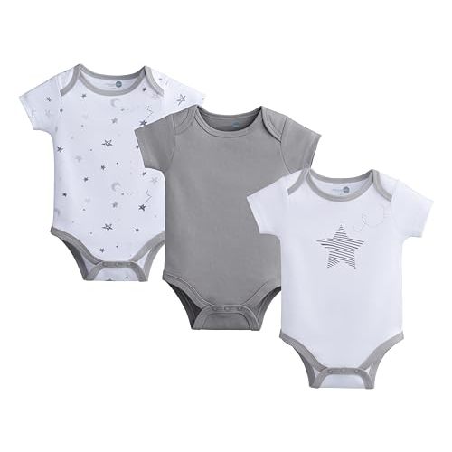 American Baby Company Unisex 3-Pack 100% Cotton Short Sleeve Bodysuit