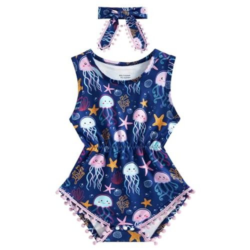 BFUSTYLE Baby Girl Clothes 0-24 Months Outfit Sleeveless Infant Romper Bodysuit with Headband