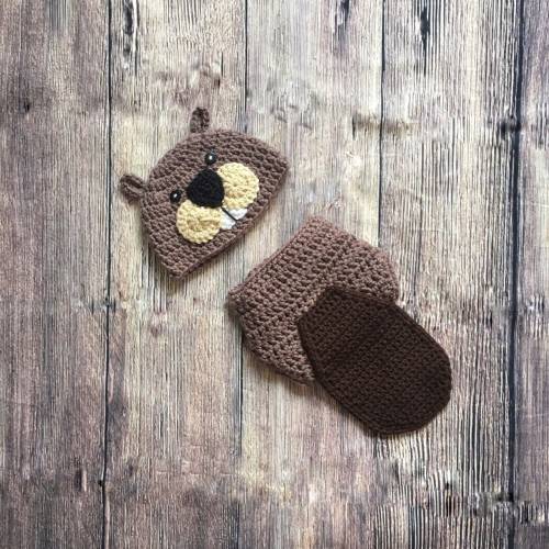 Baby Beaver Outfit, Crochet Beaver Set, Baby Beaver Hat, Animal Hat, Crochet Baby Outfit, Newborn Photo Prop, Newborn Halloween Costume, Hat