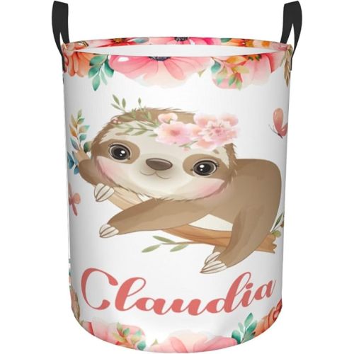 Personalized Sloth Laundry Basket For Baby Kids Boys Girls Adult Custom Hamper Basket With Name For Bathroom Bedrooms Collapsible Baby Laundry Basket, Dirty Clothes Hamper With Handles