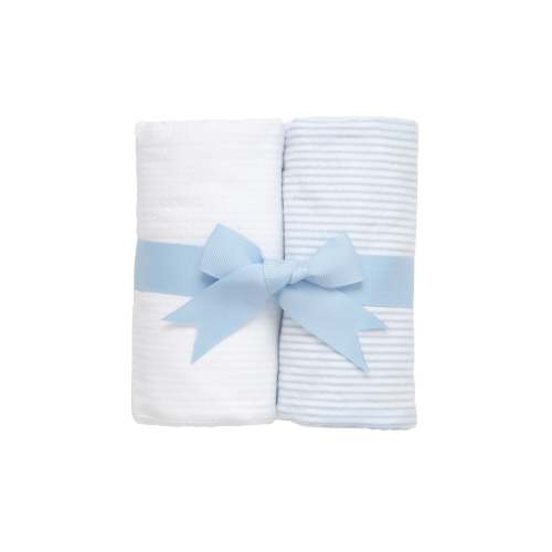 Set of Two Burps, Blue & White Seersucker Stripe