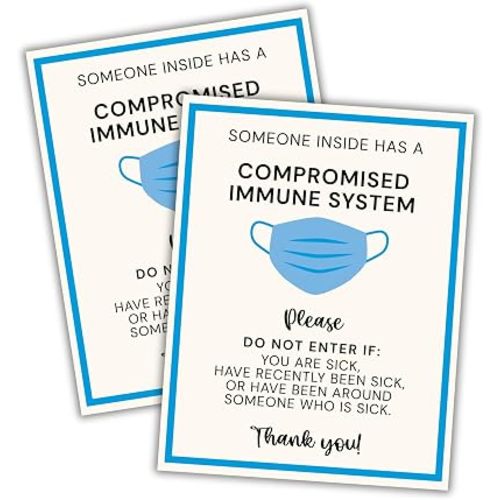 Immune Compromised Person Inside Door Sign 6pk 8.5x11” Mask Please Wear Home Healthcare Hospice Immunocompromised Individual