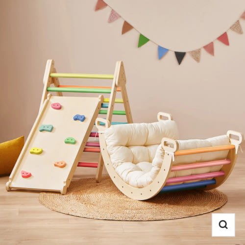 Tiny Land® 7-in-1 Rainbow Climbing Set with Play Pad