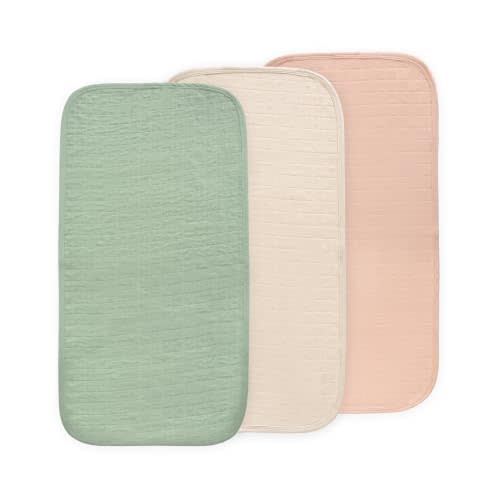 mushie Water Repellent Changing Pad Liners | Cotton (Blush Combo) | 3 Pack, Water repellent, Machine washable, Fits in diaper bag