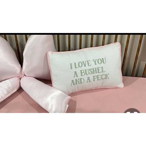 Embroidered 'I Love You A Bushel and a Peck' Pillow Cover, Nursery Decor
