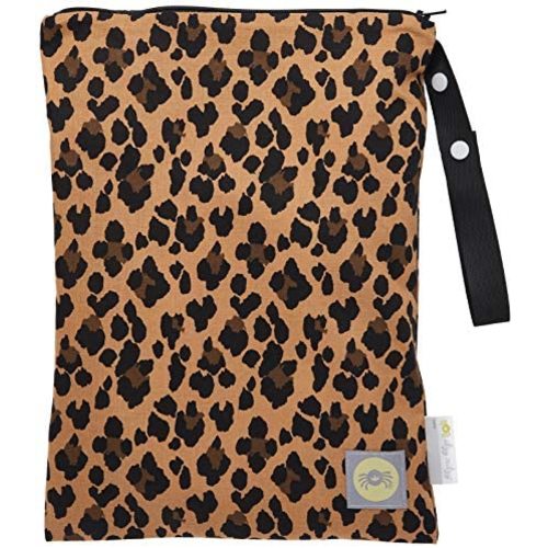Itzy Ritzy Sealed Wet Bag with Adjustable Handle - Washable & Reusable Wet Bag with Water Resistant Lining Ideal for Swimwear, Diapers, Gym Clothes & Toiletries; Measures 11" X 14", Leopard, Medium
