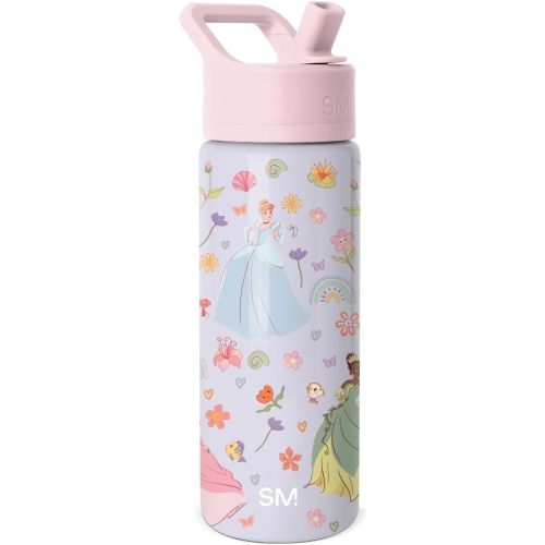 Simple Modern Kids Summit Water Bottle with Straw Lid | Disney Princesses 18oz Stainless Steel Cup Insulated Tumbler for Girls, School | Princess Tapestry