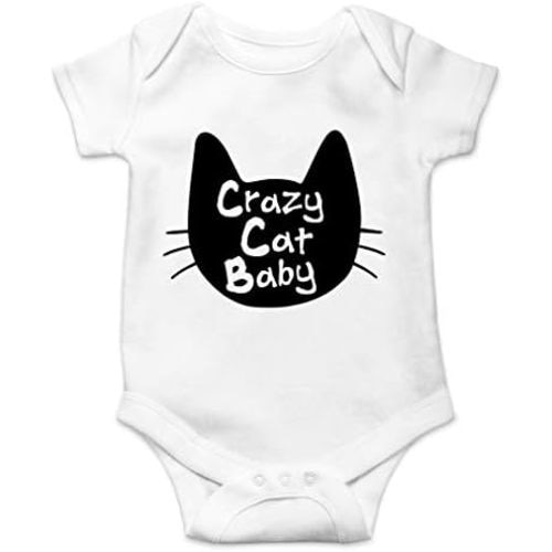AW Fashions Crazy Cat Baby Baby Bodysuit Funny Cute Adorable Infant Romper Newborn Pet Lovers Clothing