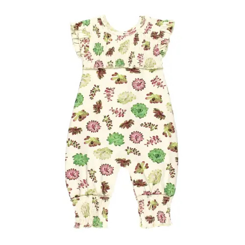 Buttercream Succulents | Organic Cross-Back Smocked Romper – L'ovedbaby