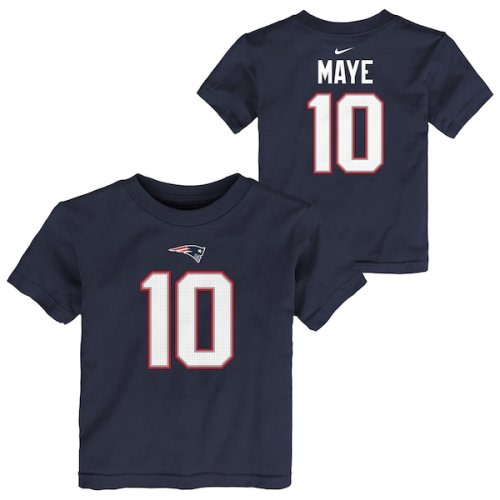 Toddler New England Patriots Drake Maye Nike Navy Player Name & Number T-Shirt