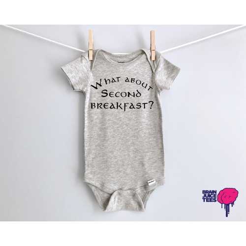 What About Second Breakfast Onesie® | 100% Cotton or Cotton Blend - Available in White, Gray or Pink