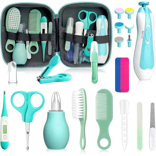 Baby Healthcare and Grooming Kit, Portable Baby Safety Care Set, Baby Essentials kit for Newborn (Green 26 in 1)