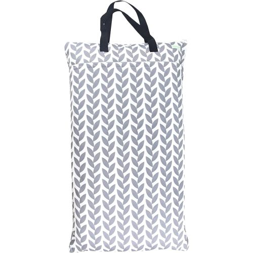 wegreeco Reusable Hanging Wet Dry Cloth Diaper Bag (Grey Leaf)