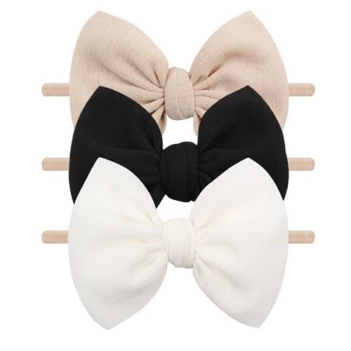 YanJie 3 Pcs Soft Headbands Baby Girls Nylon Headband with Hair Bow Hairbands Hair Accessories for Newborn Infant Toddler Kids