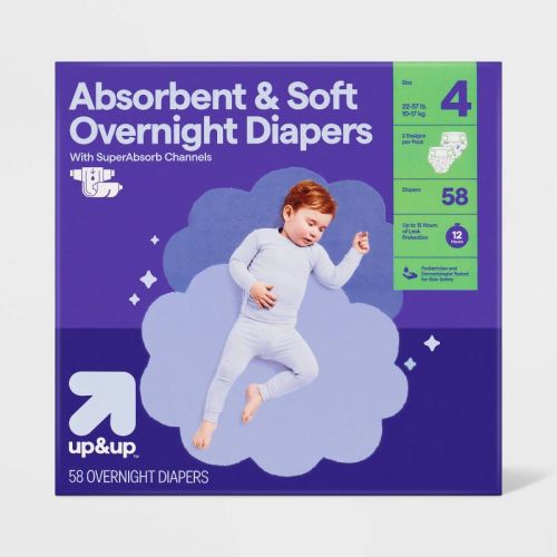 Disposable Overnight Diapers - Size 4 - 58ct - up&up™