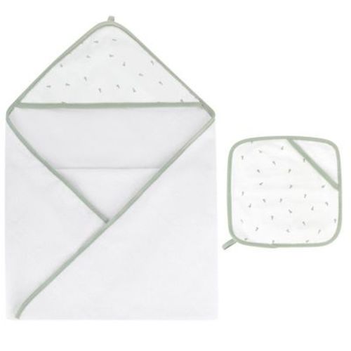 Ely's & Co. Hooded Towel & Washcloth Sage Pear
