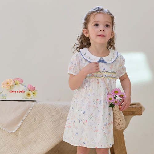 Dave&Bella Girls Summer Floral Print Cotton Dress