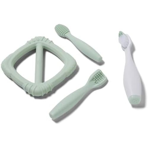 Safety 1st Baby's 1st Gummy Grins Oral Care Kit, 4‑Piece Infant Gum, Teether, and Toddler Toothbrush Set