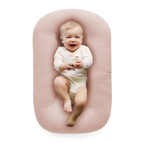 100% Cotton Baby Lounger,Baby Play Mat,Tummy Time Mat with Cover for 0-24 Months Newborn Baby,Washable Play Gym Mats for Home Travel-Pink