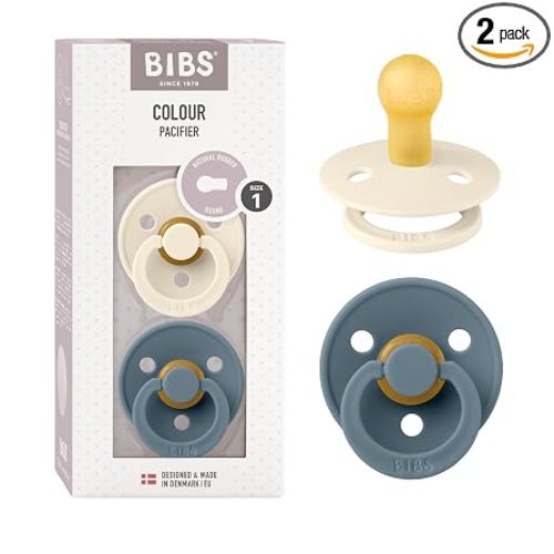 BIBS Pacifiers Colour Collection | Natural Rubber Baby Pacifier | Set of 2 BPA-Free Soothers | Made in Denmark | 0+ Months (Pack of 2) | Ivory/Petrol | Natural Rubber | BPA-Free | Danish Design | Airflow Holes | Comfort Shield