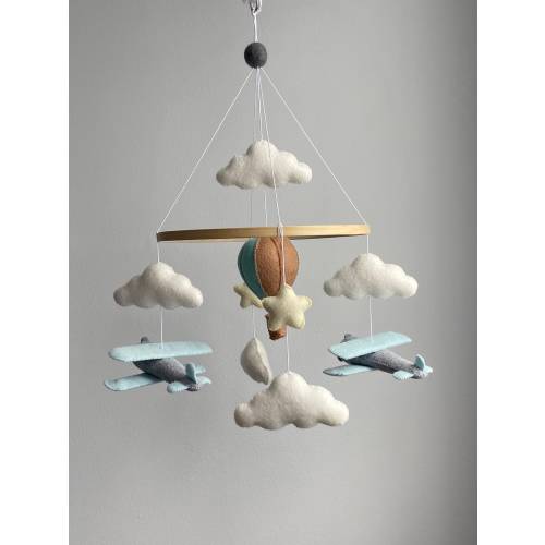 Baby Mobile/ Airplane Mobile/ Nursery Mobile/ Hanging mobile/ Hot Air Balloon Mobile/ cloud mobile nursery/ Crib Mobile girl/ travel mobile