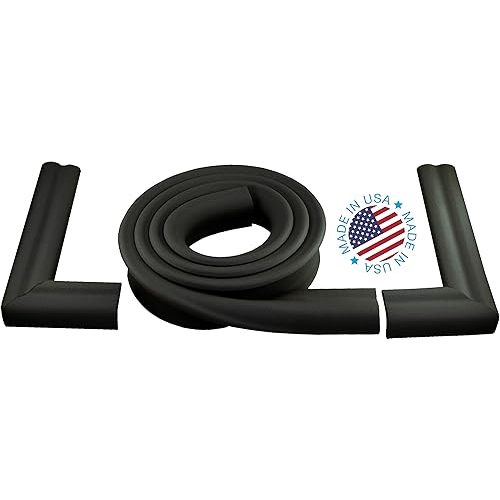 KidKusion Extra Long Hearth Cushion | Made in USA | Black | 14.33 Ft of Padding | Child Safety, Edge and Corner Guard, Baby Proof Fireplace Bumper