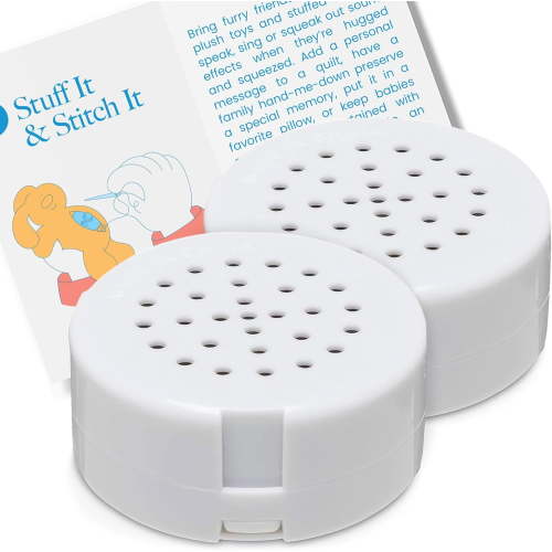 60 Second Multi-Message Voice Recorder, Record Custom Messages for Plush Toy, Stuffed Bear Toy, Baby Doll Toy, and Pillow - 2 Pack