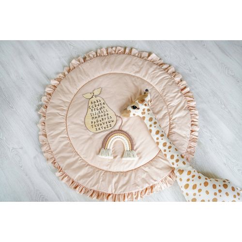 Baby play mat, Padded baby play mat, Round nursery rug, Baby activity mat, Ruffled Playmat