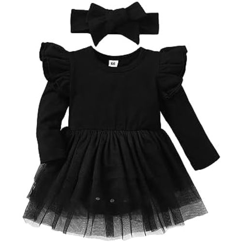 Baby Girl Ruffle Sleeve Romper Dress Outfit Newborn Princess Tulle Dresses Infant Jumpsuit Tutu Skirt Set Clothes