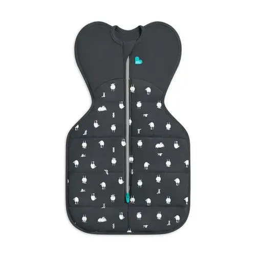 Love To Dream Swaddle Up Quilted Organic Cotton & Merino Lambs Best Friend 2.5 Tog Charcoal Size Small | Baby Bunting AU