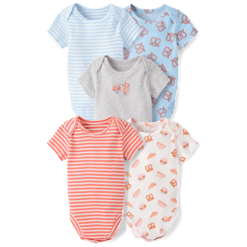 Baby Boys Snacks Bodysuit 5-Pack - Pink