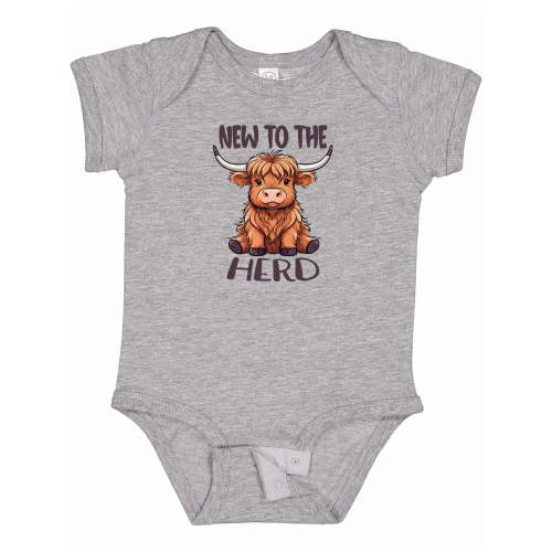Inktastic New to the Herd Highland Cow Boys or Girls Baby Bodysuit