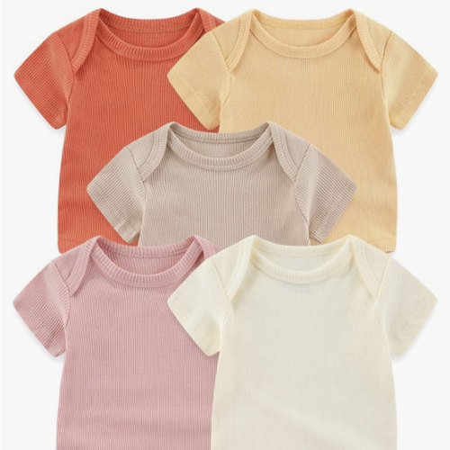 Baby Bodysuits Ribbed Mix Summer Newborn Boy Girl Clothes 5-pack