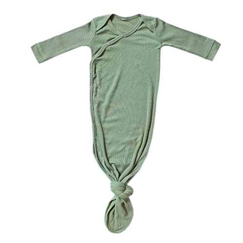 Copper Pearl Baby Gown - Knotted Newborn Sleepers for Baby Boy and Girl, Soft Stretchy Long Sleeve Infant Gowns with Bottom Tie and Hand Mittens, Perfect Hospital Coming Home Outfit (Clover)