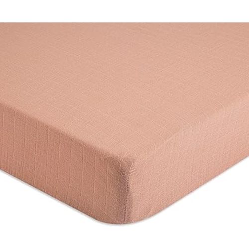 Crane Baby Fitted Sheet, Soft Cotton Fitted Sheet for Cribs and Nurseries, Beige Copper, 28”w x 52”h x 9”d