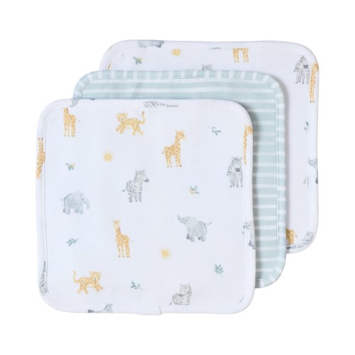 Living Textiles Organic Wash Cloths 3 Pack Roam & Roar