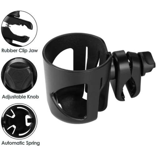 New Cup Holder Compatible with UPPAbaby Cup Holder (for Vista, Cruz and Minu). A Solid Super Secure Fit. 360 Degrees Rotatable. Anti-Shake Spill Resistant. (Black)
