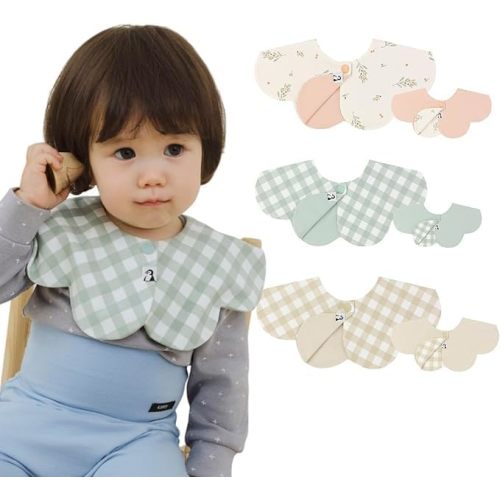 Konny Baby Bibs Set, 360 ° Rotate, Soft and Absorbent Bandana Drooling for Boys Girls baby Essentials
