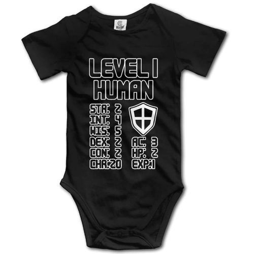 Level 1 Human Cute Toddler Rompers Video Game Themed Baby Short Sleeve Bodysuit Black