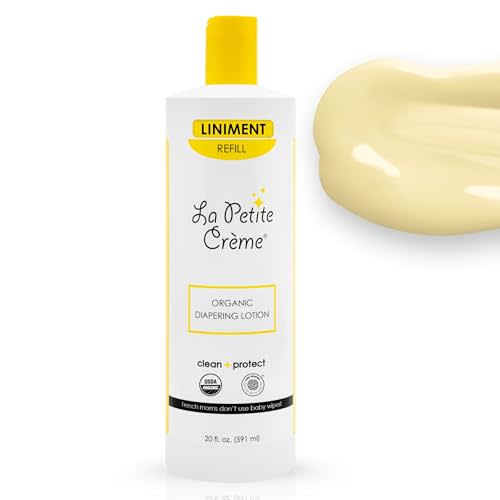 La Petite Creme French Premium Diapering Lotion - Diaper Cream Alternative to Baby Wipes - Gentle Moisturizer & Skin Cleanser with USDA Certified Organic Ingredients - Baby Essentials (20 oz)