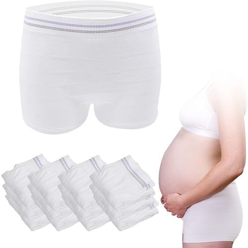 HANSILK Mesh Postpartum Underwear 12 Pack High Waist Reusable Post Bay C-Section Recovery Maternity Panties for Women Washable Mesh Panties (Large)