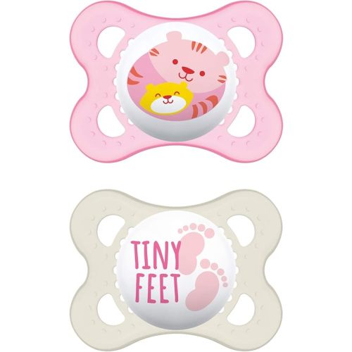 MAM Original Baby Pacifier, Nipple Shape Helps Promote Healthy Oral Development, Sterilizer Case, 2 Pack, 0-6 Months, Animal/Girl