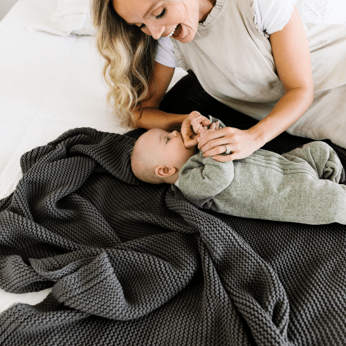Organic Knit Throw Blanket - Charcoal Gray