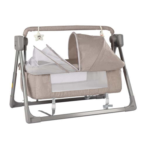 Baby Bassinet with Music and Vibration, Five Adjustable Speeds, Foldable for Easy Storage, Safe Aluminum Frame, Suitable for Babies Up to 36 Months, No-Tool Installation