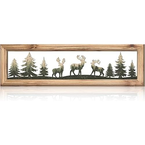 Wesiti Wooden Bear Wall Art 16 Inch, Deer Metal Rustic Decor