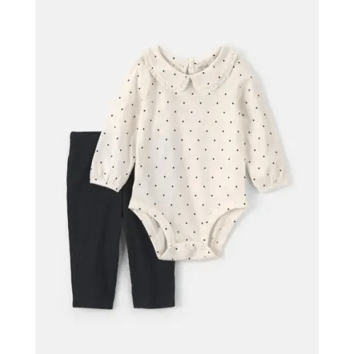 Baby Girl 2-Piece Long-Sleeve Bodysuit & Pant Set - Black/Cream | Carter's