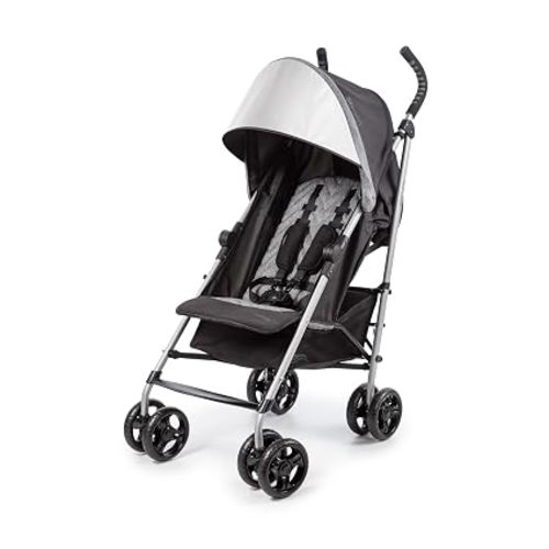 3Dlite ST Convenience Stroller, Black & Gray - Lightweight Stroller with Steel Frame, Large Seat Area, Multi-Position Recline, Large Storage Basket - Infant Stroller for Travel and More