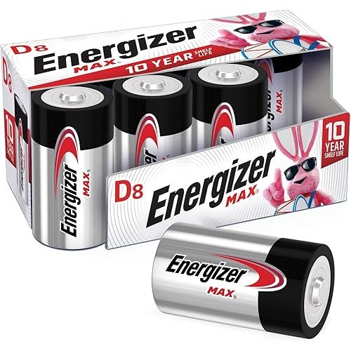 Energizer D Batteries (8 Count), D Cell Battery, Premium Alkaline